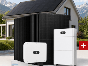 Balkon-Terrassen-Kraftwerke 15 Photovoltaik – / Solaranlage 10.8kWp – Ja Solar 450-Wp-Module, 10kVA Hybridwechselrichter + 10kWh Huawei Luna Batteriespeicher.