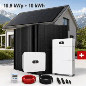 Photovoltaik – / Solaranlage 10.8kWp – Ja Solar 450-Wp-Module, 10kVA Hybridwechselrichter + 10kWh Huawei Luna Batteriespeicher.