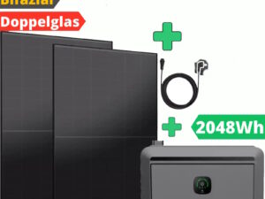 Genehmigungsfrei 2 KW Speicher und bificiale Solarmodule mit 1800 Watt