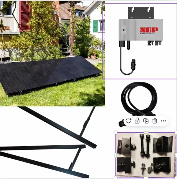 Steckerkraftwerk 600/860 Watt für Terrasse, Garten komplett, mit Aufständerung