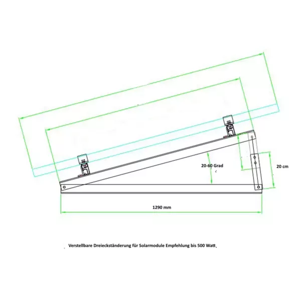 Halterungen Schwarz verstellbar für Terrasse oder Flachdach für 2 Solarmodule – Bild 4