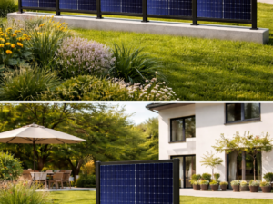 Solarzaun mit 2 Solarmodulen