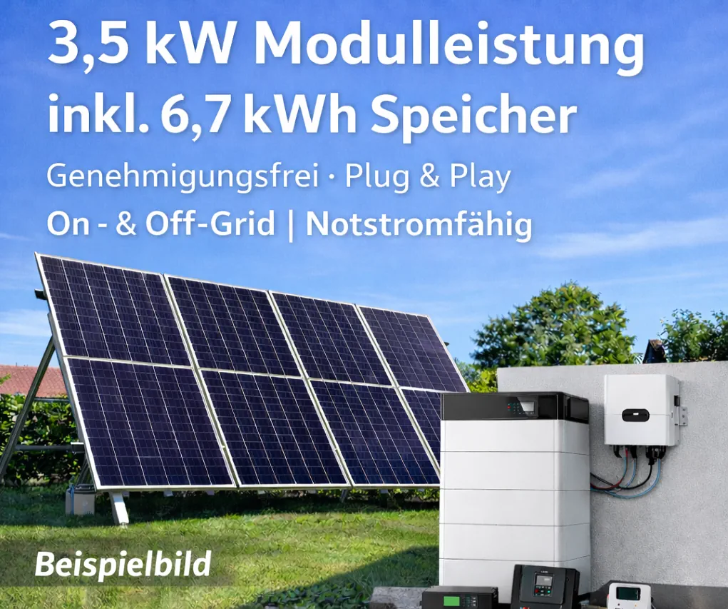 3,5 Kw Plug& Play Balkonkraftwerk mit 6,7 Kwh Speicher 2 35 kw mit speicher Inselanlage