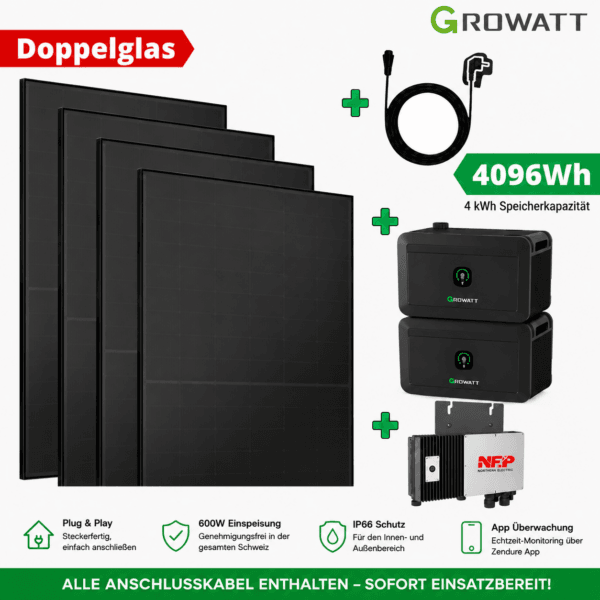 4 Solarmodule und 4kw-Batterie Solarmodule und Batteriespeicher-System