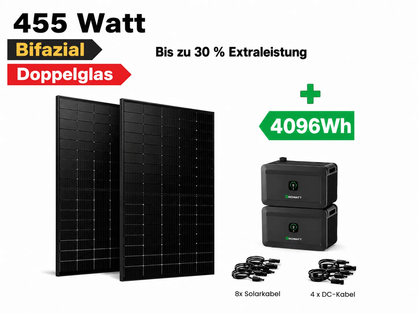 1840 WP & 4 KW Speicher, 4 bifaziale Hochleistungsmodule 1 1840 WP & 4 KW Speicher, 4 bifaziale Hochleistungsmodule