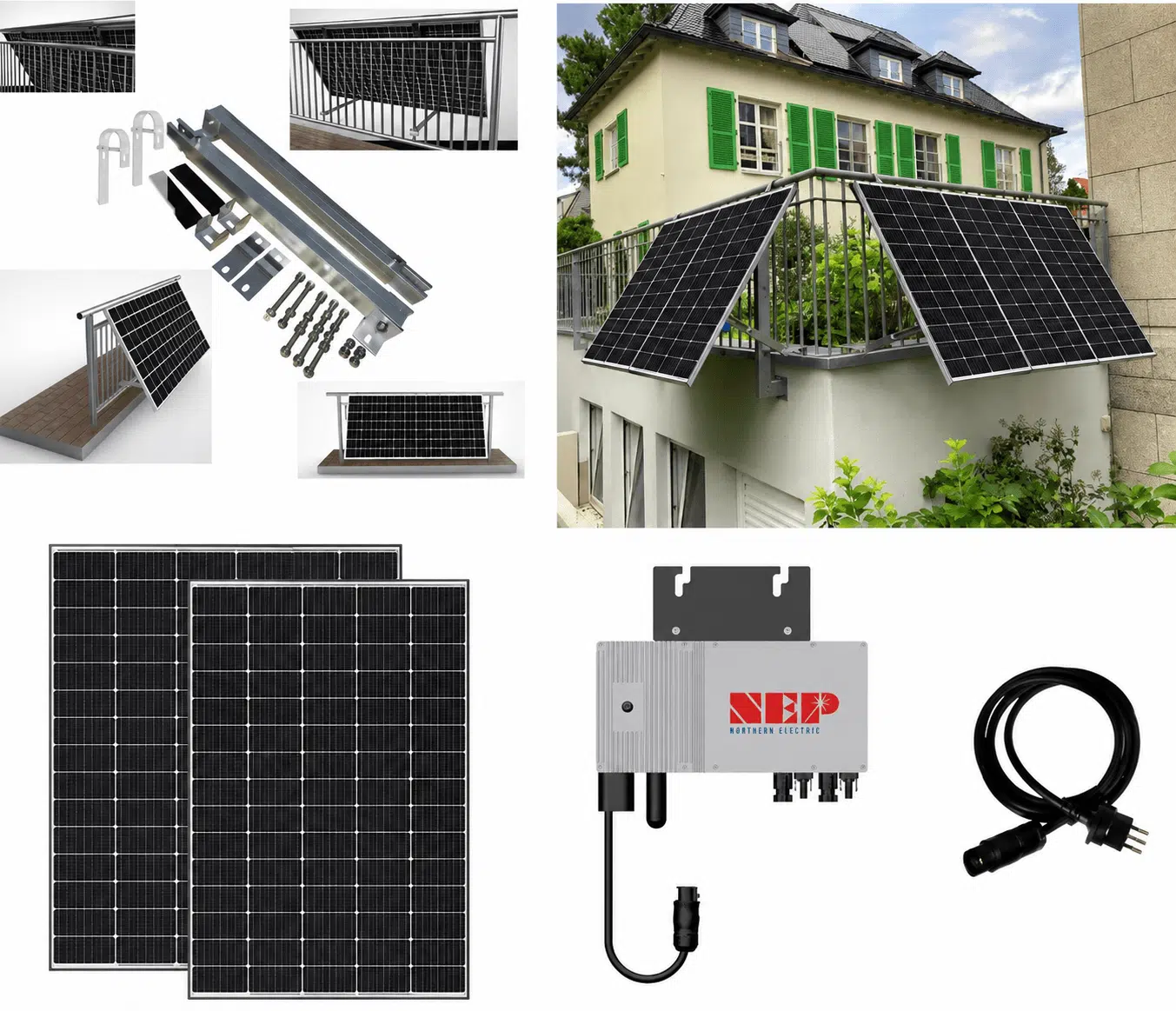 Steckerkraftwerk 910 Watt mit verstellbaren Balkonhalterungen inkl. Lieferung 1 Steckerkraftwerk 910 Watt mit verstellbaren Balkonhalterungen inkl. Lieferung