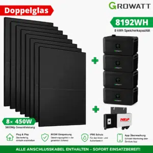 Steckerkraftwerk mit 8 KW Speicher und 8 Solarmodulen mit 3600 Watt
