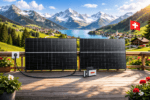 Solaranlage mit Berglandschaft und See