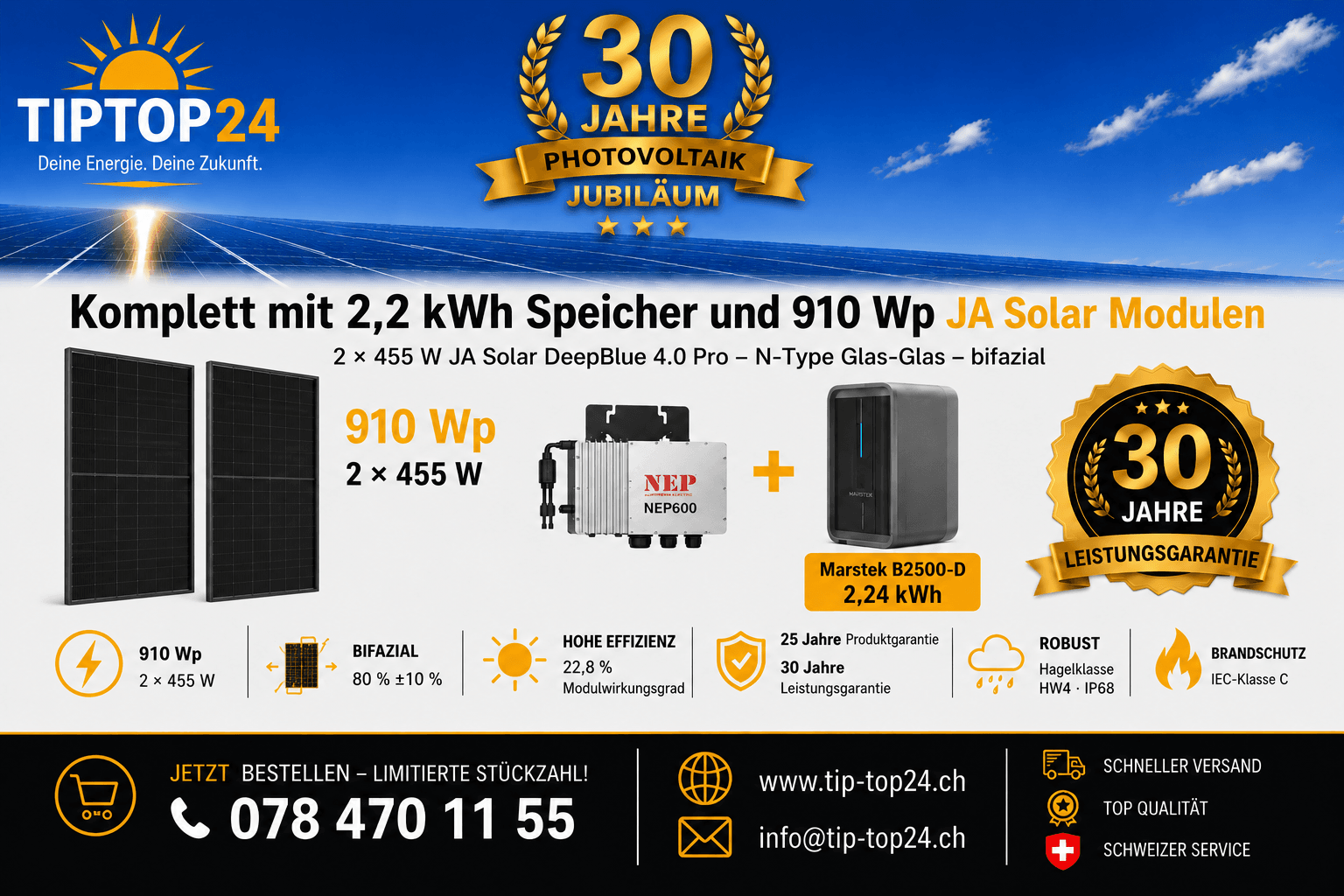 910 WP bifazial & 2,2-kWh-Speicher 2 910watt bificial