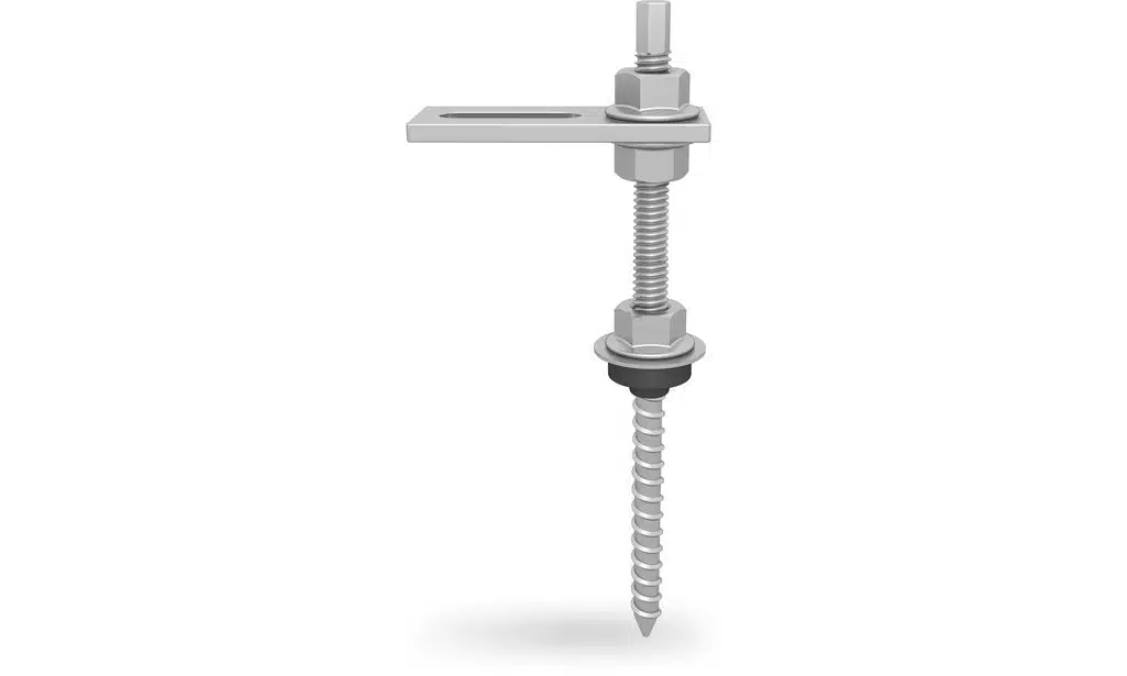 K2 Stockschraube M12x250, vormontiert mit Adapterblech und Faserzementdichtung, für Holz Unterkonstruktion 2 K2 Stockschraube M12x250, vormontiert mit Adapterblech und Faserzementdichtung, für Holz Unterkonstruktion – Bild 2