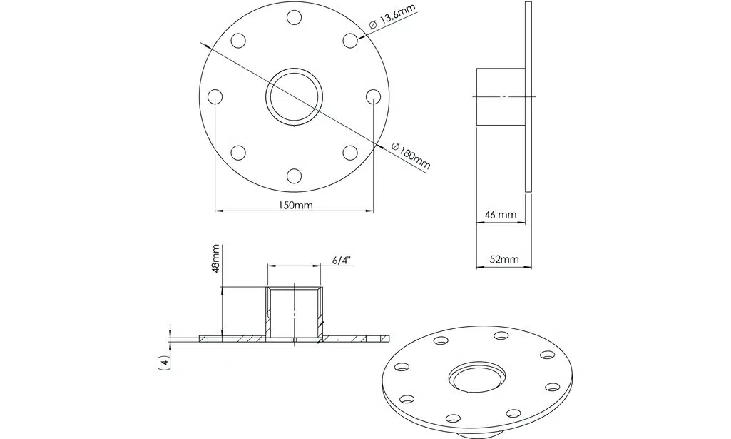SMARTFOX Flanschplatte 180mm, Edelstahl inkl. Dichtung 2 SMARTFOX Flanschplatte 180mm, Edelstahl inkl. Dichtung – Bild 2