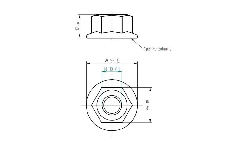 novotegra Sperrzahnmutter M10 SW18 V2A (VPE50) 2 novotegra Sperrzahnmutter M10 SW18 V2A (VPE50) – Bild 2