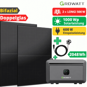 Growatt NOAH 2000 Balkonkraftwerk mit 2 × LONGi 500 W – 1000 Wp, 600 W Schweiz