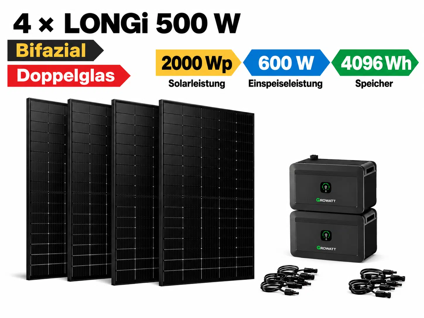 Growatt NOAH 2000 Balkonkraftwerk mit 4 × LONGi 500 W – 2000 Wp, 4096 Wh Speicher, 600 W Schweiz 1 Growatt NOAH 2000 Balkonkraftwerk mit 4 × LONGi 500 W – 2000 Wp, 4096 Wh Speicher, 600 W Schweiz