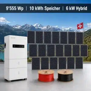 Komplettanlage – 8 kW Hybrid-Wechselrichter, 10 kWh Speicher und 9’555 Wp JA-Solar-Module