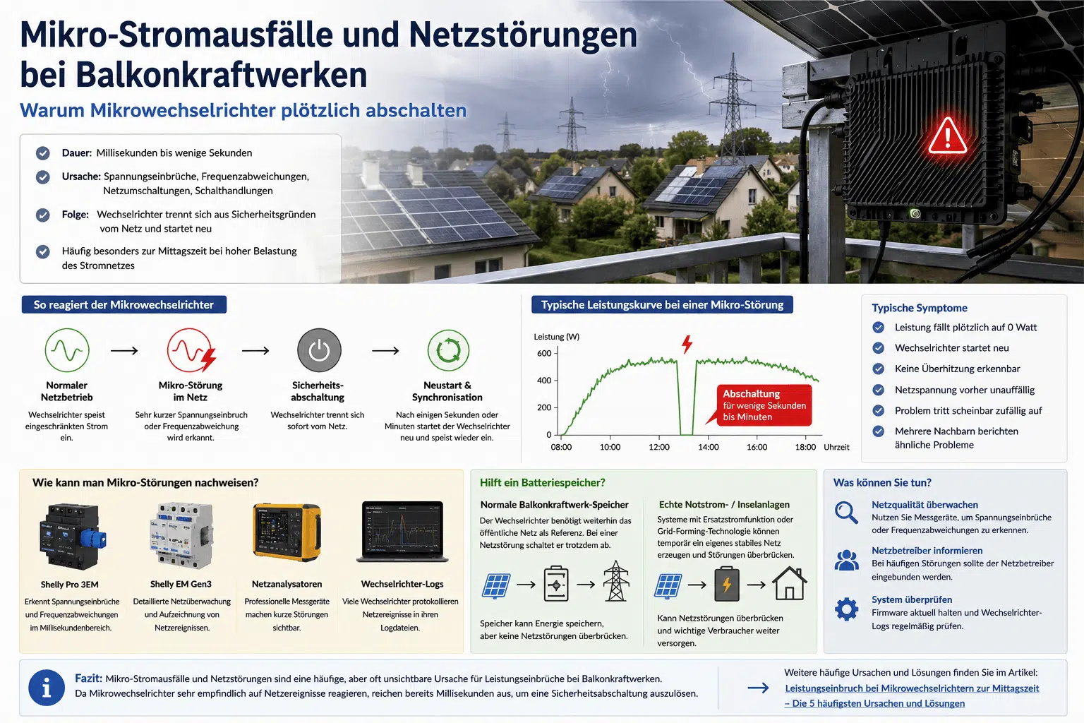 Mikro-Stromausfälle und Netzstörungen bei Balkonkraftwerken – Warum Mikrowechselrichter plötzlich abschalten 3 Mikro-Stromausfälle bei Balkonkraftwerken
