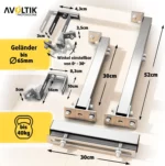 Verstellbare Balkonhalterungen für eckige Handläufe Verstellbare Halterungen für Balkonhandläufe