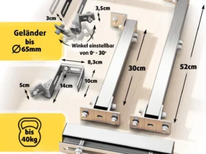 Balkon-Terrassen-Kraftwerke 9 Verstellbare Halterungen für Balkonhandläufe