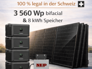 Steckerkraftwerk mit 8 KW Speicher und 8 Solarmodulen mit 3560 Watt