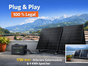 Steckerkraftwerk mit 4 KW Speicher und 4 Solarmodulen mit 1780Watt