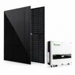 Solarmodul mit Vorder- und Rückseite und Growatt Wechselrichter – Beispielabbildung zur Selbstmontage