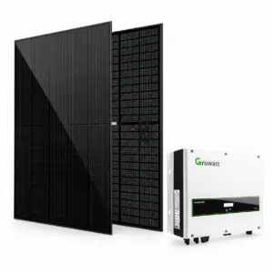 Solarmodul mit Vorder- und Rückseite und Growatt Wechselrichter – Beispielabbildung zur Selbstmontage