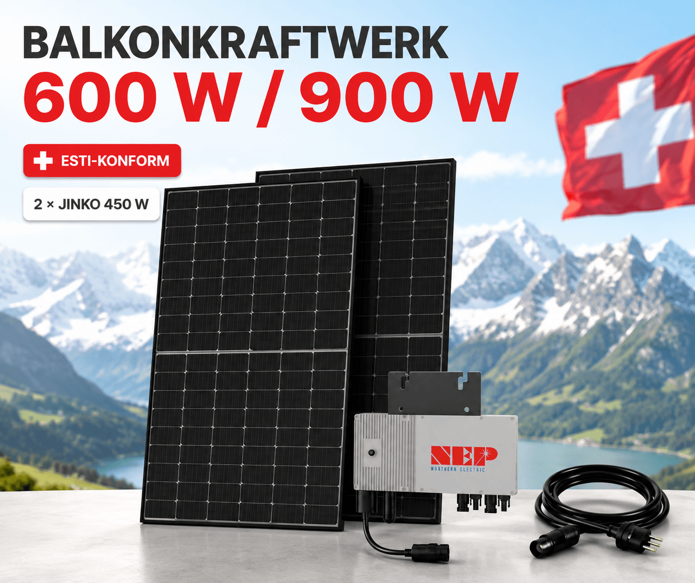 Balkonkraftwerk 600/900 Watt 2 jink900wat