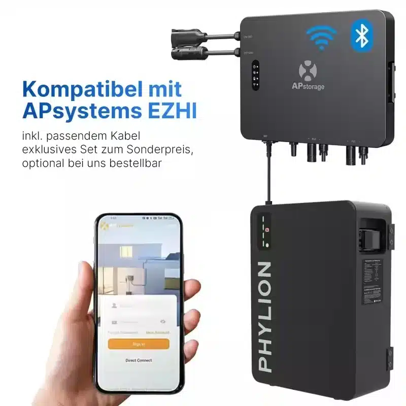 Phylion 2,76 kWh LiFePO4 Batteriespeicher – IP65 mit Heizmatte für APsystems EZHI 2 Phylion Batteriespeicher kompatibel mit APsystems EZHI