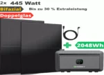 Genehmigungsfrei 2 KW Speicher und Solarmodulen mit 890 Watt